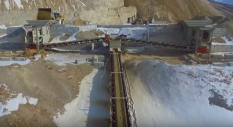 Aerial view of beginning of the conveyor belt